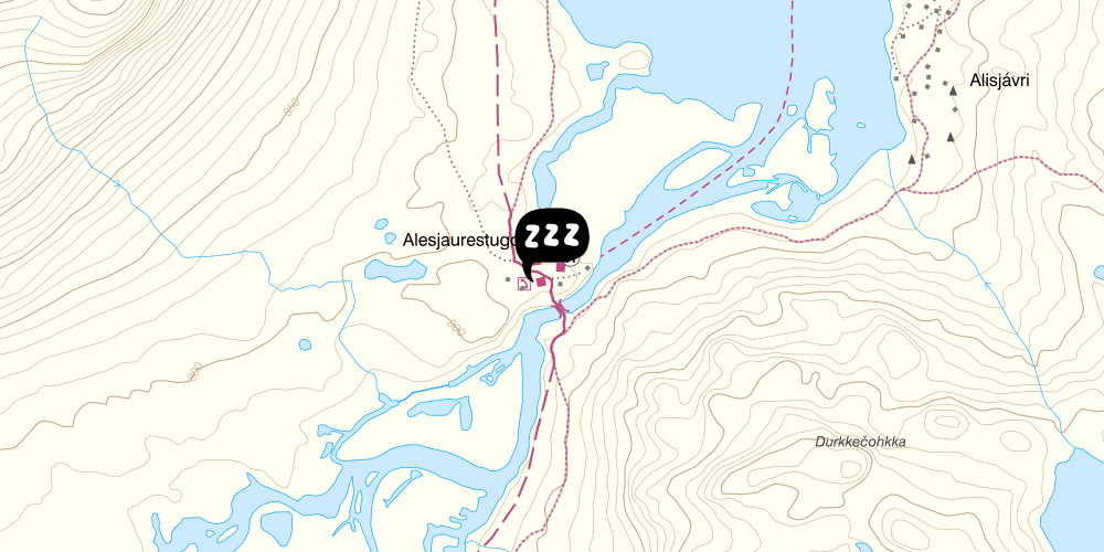 Map showing the location of STF Alesjaure Fjällstuga