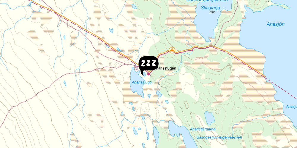 Map showing the location of STF Anaris Fjällstuga
