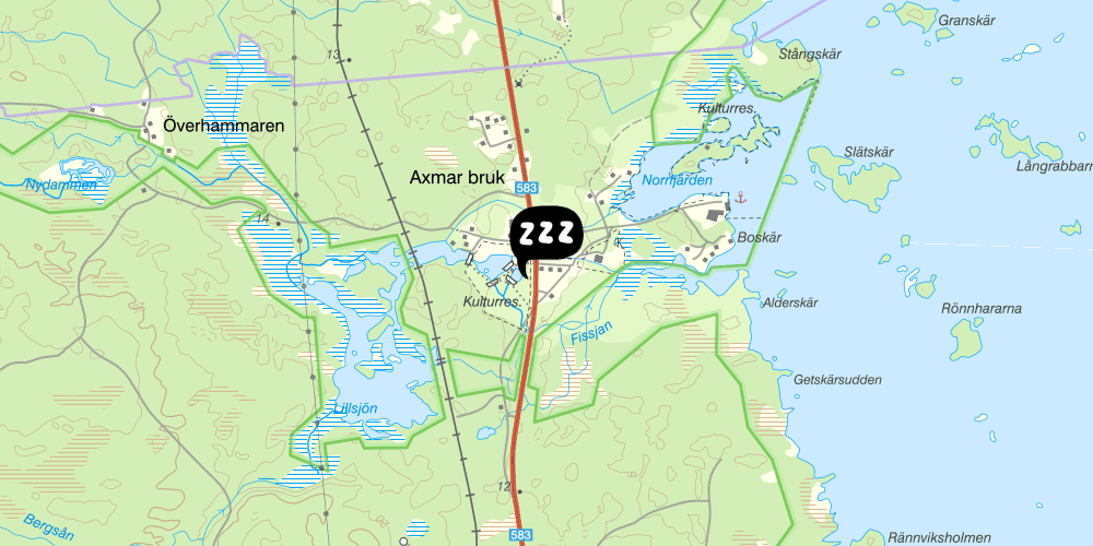 Map showing the location of STF Axmar Bruksbod Bed and Breakfast