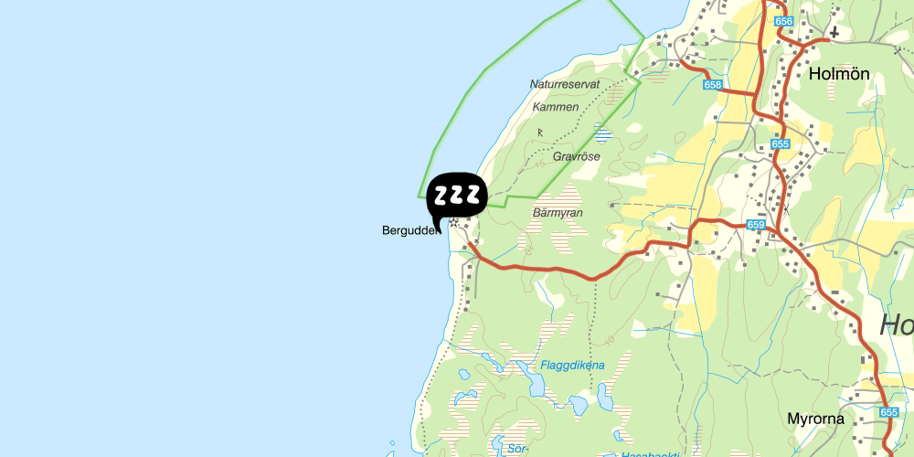Map showing the location of STF Berguddens Fyrvaktarbostäder
