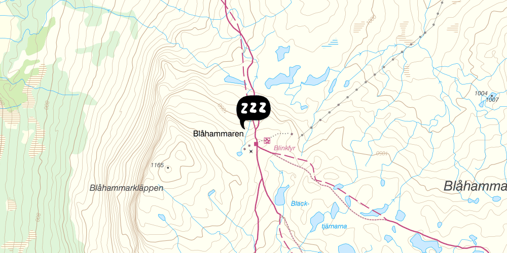 Map showing the location of STF Blåhammaren