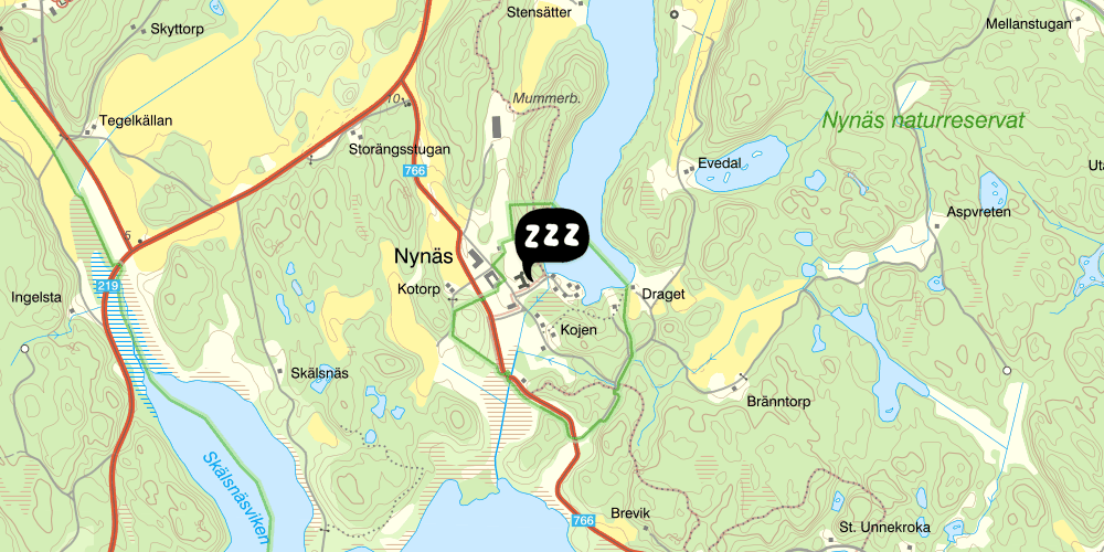 Map showing the location of STF Bränneriet vid Nynäs slott