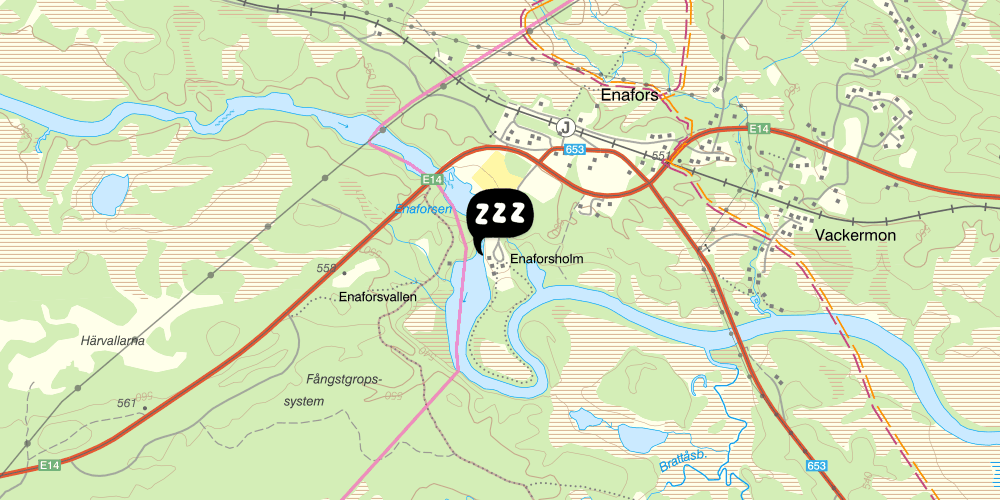 Map showing the location of STF Enaforsholm Fjällgård