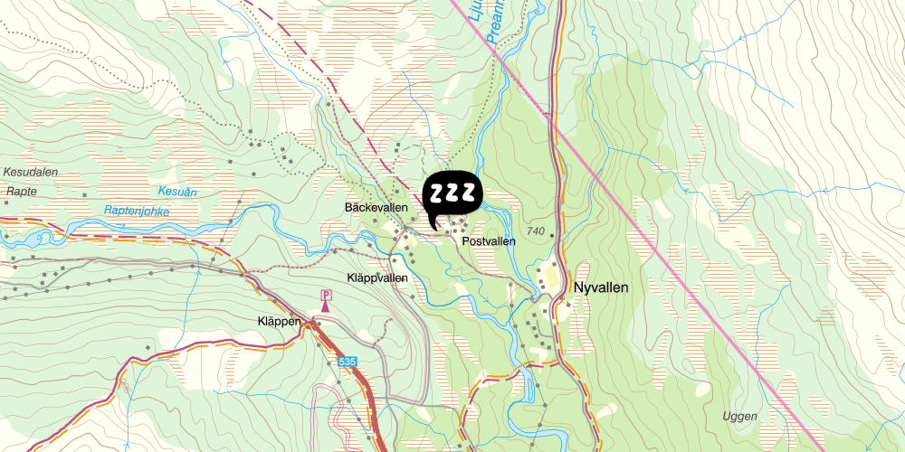 Map showing the location of STF Fjällhornet Resort Ljungdalen