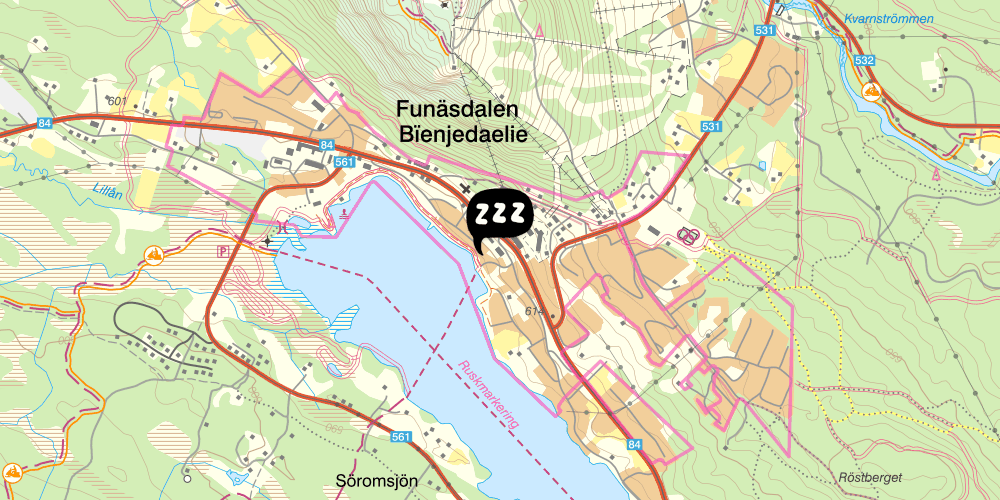 Map showing the location of STF Funäsdalen Vandrarhem