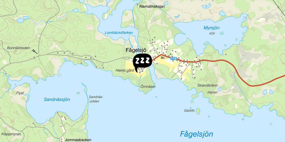 Map showing the location of STF Fågelsjö/Gästis Vandrarhem