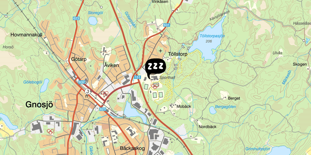 Map showing the location of STF Gnosjö Vandrarhem