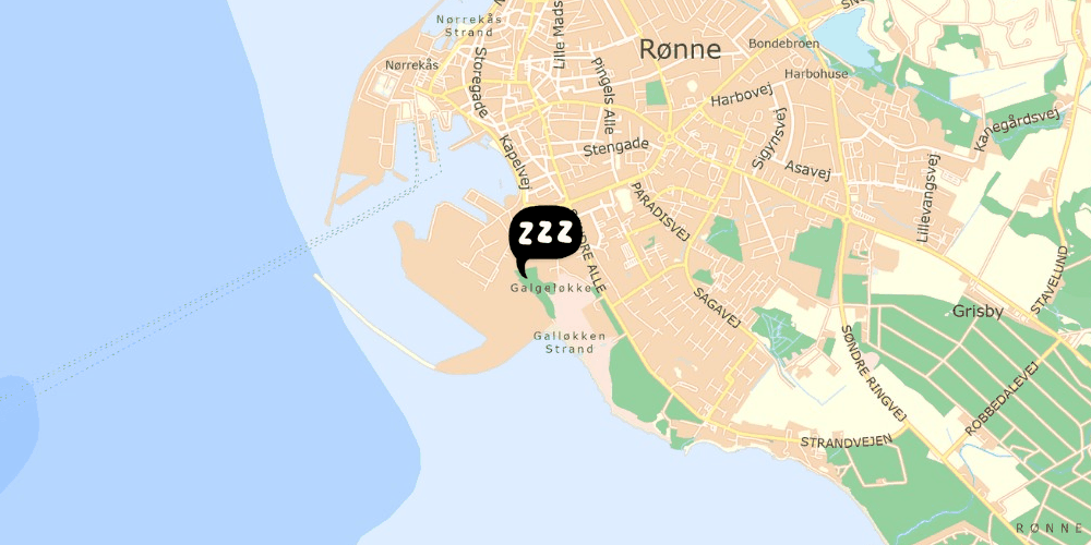 Map showing the location of Rønne Vandrerhjem