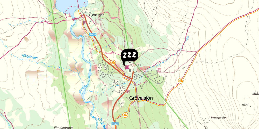 Map showing the location of STF Grövelsjön Fjällstation