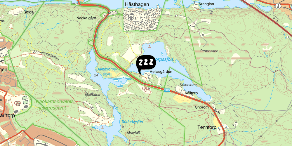 Map showing the location of STF Hellasgården Vandrarhem Stockholm