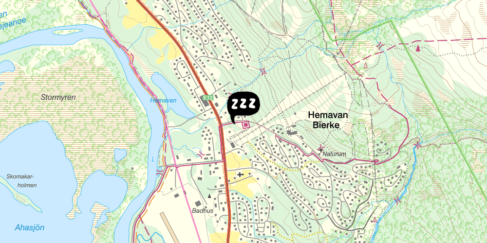 Map showing the location of STF Hemavan Fjällstation