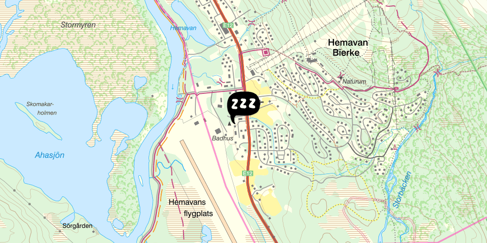 Map showing the location of STF Hemavans Fjällcenter