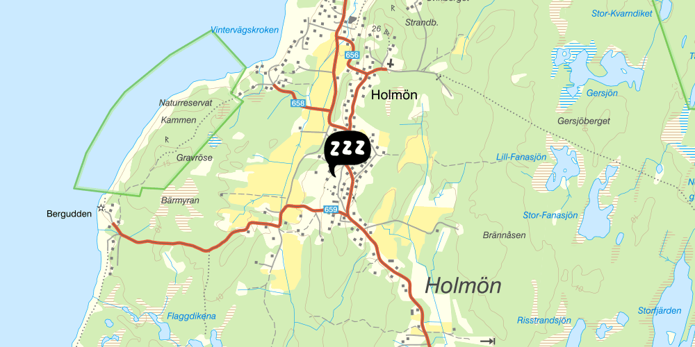 Map showing the location of STF Holmöns Prästgård