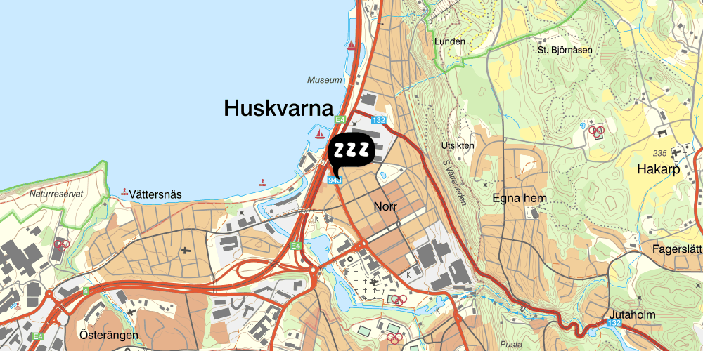 Map showing the location of STF Huskvarna Hotell & Vandrarhem