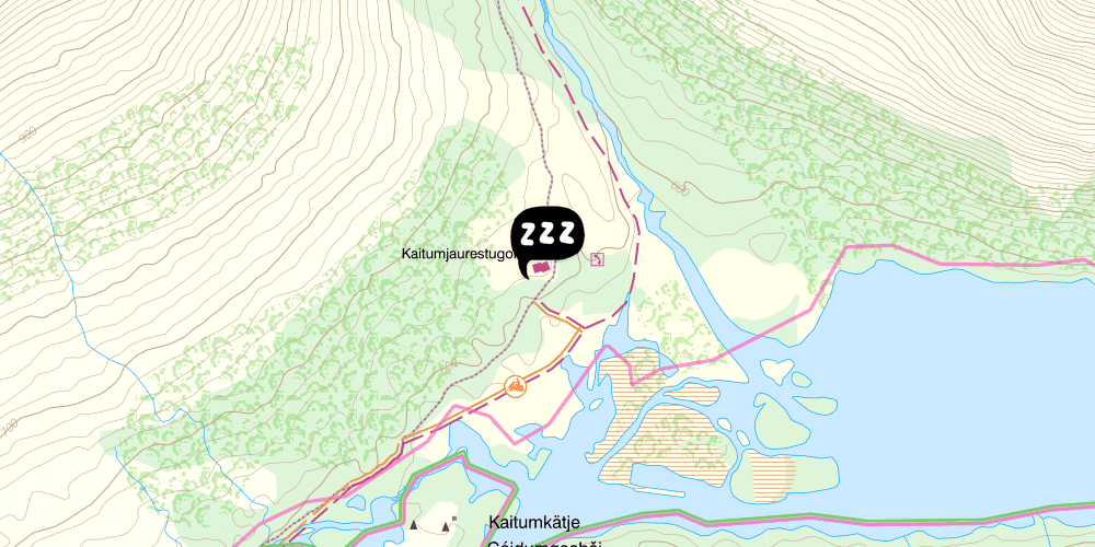 Map showing the location of STF Kaitumjaure Fjällstuga