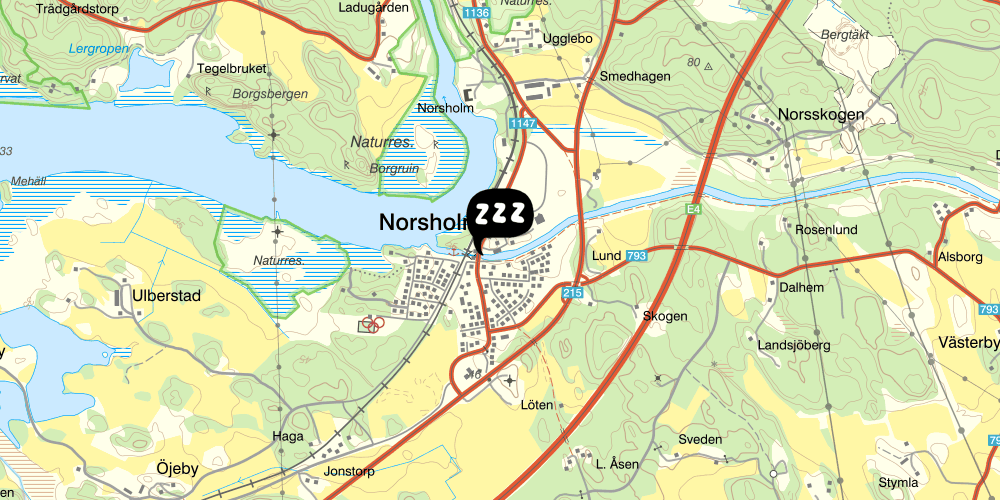 Map showing the location of STF Kapten Bille´s Restaurang & Logi