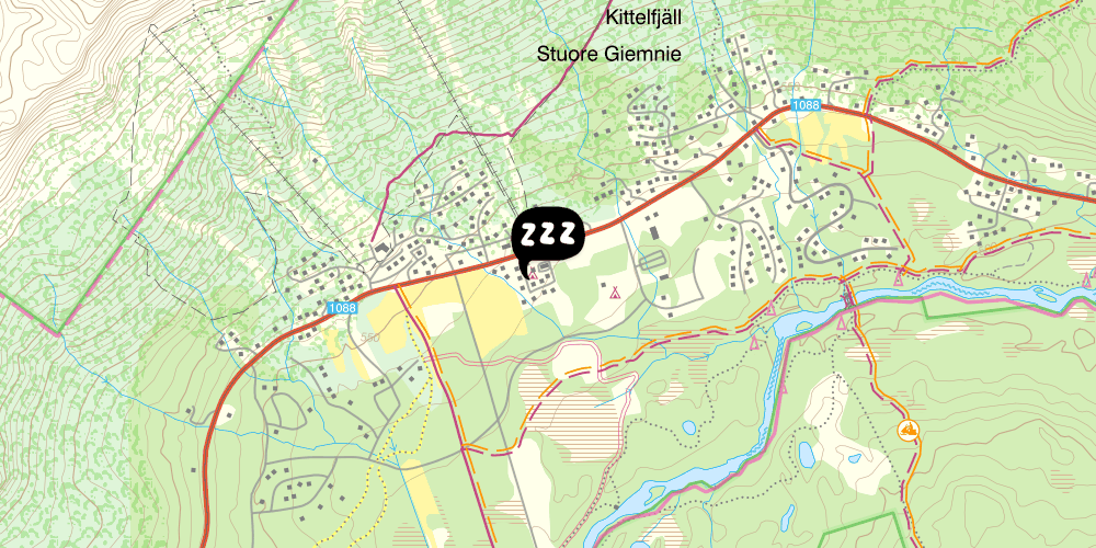 Map showing the location of STF Kittelfjälls Vandrarhem