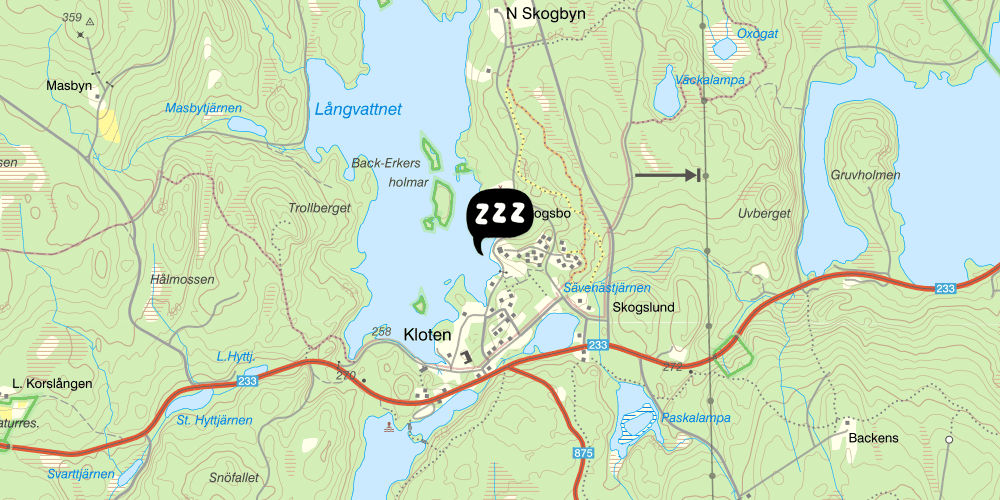 Map showing the location of STF Kloten Nature Resort