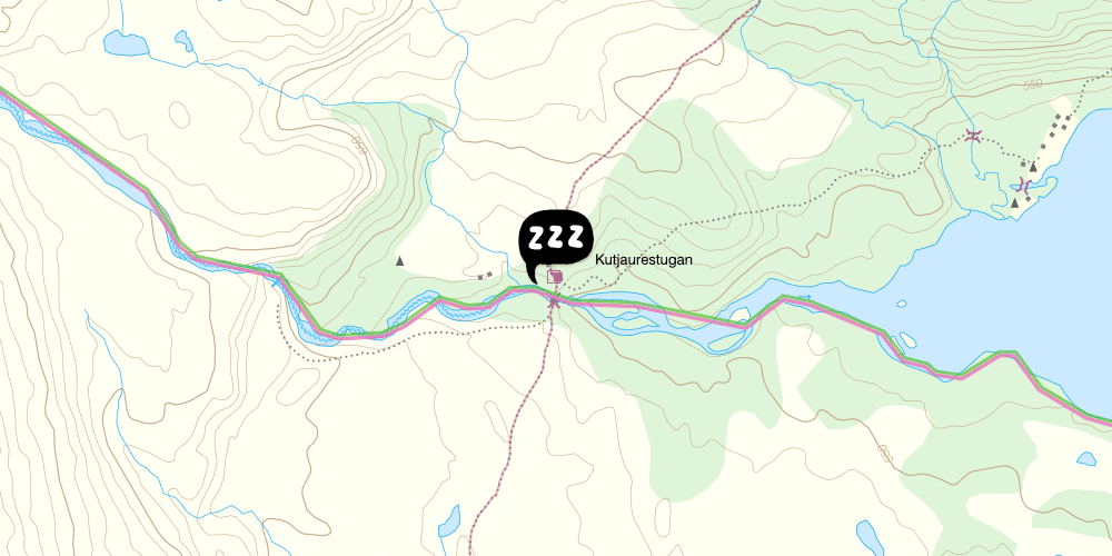 Map showing the location of STF Kutjaure Fjällstuga