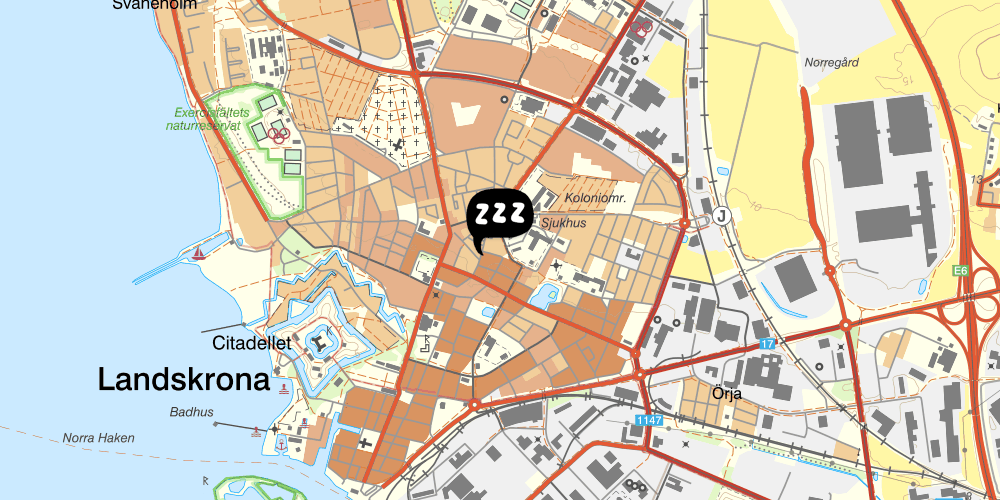 Map showing the location of STF Landskrona Vandrarhem