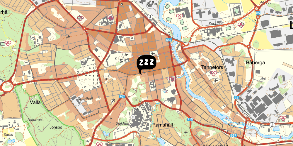 Map showing the location of STF Linköpings Cityhotell & Vandrarhem