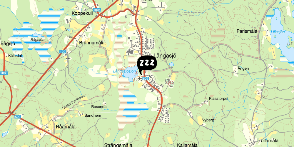 Map showing the location of STF Långasjö Vandrarhem