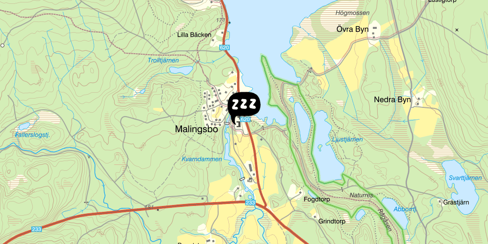 Map showing the location of STF Malingsbo Herrgård
