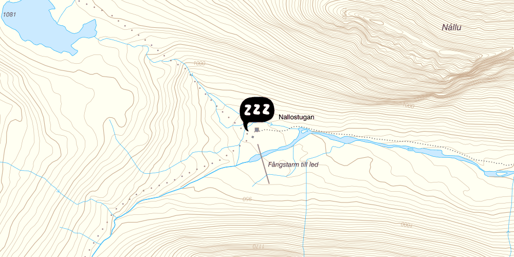 Map showing the location of STF Nallo Fjällstuga