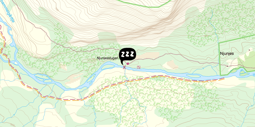 Map showing the location of STF Njunjes Fjällstuga