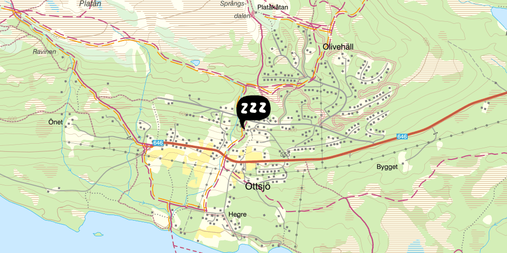 Map showing the location of STF Ottsjö Wärdshus