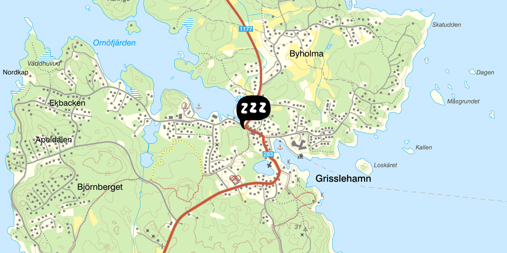 Map showing the location of STF Pensionat Grisslehamn