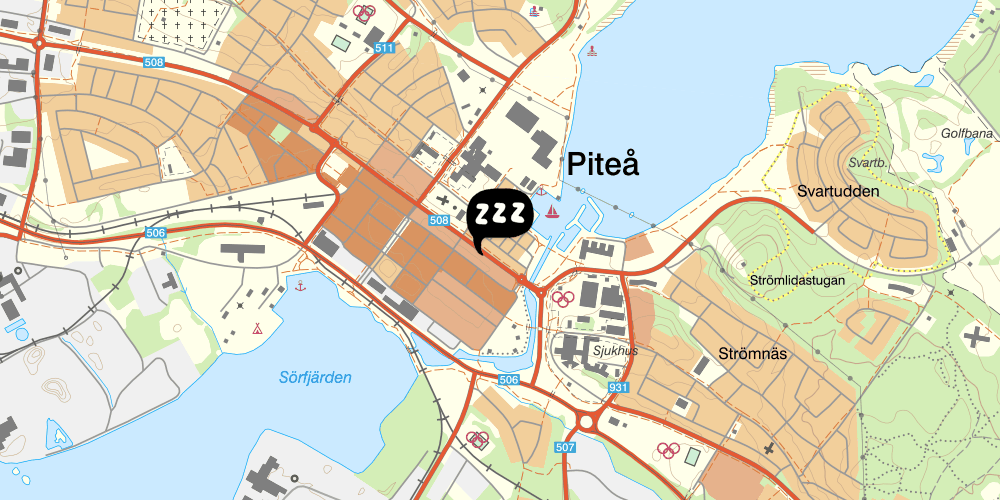 Map showing the location of STF Pensionatet Piteå
