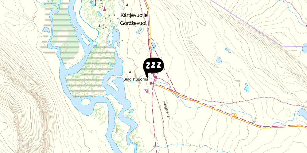 Map showing the location of STF Singi Fjällstuga