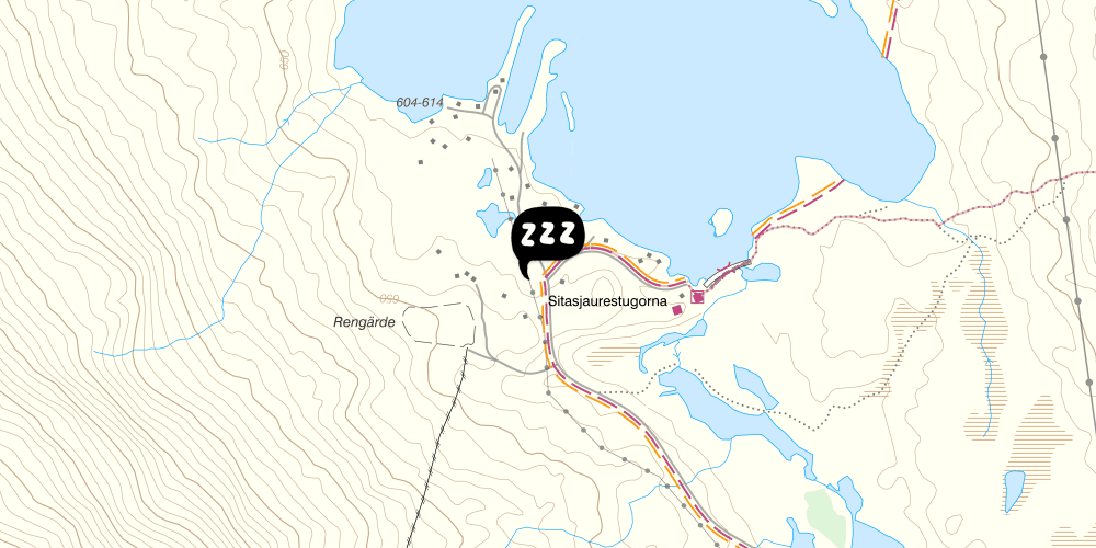 Map showing the location of STF Sitasjaure Fjällstuga