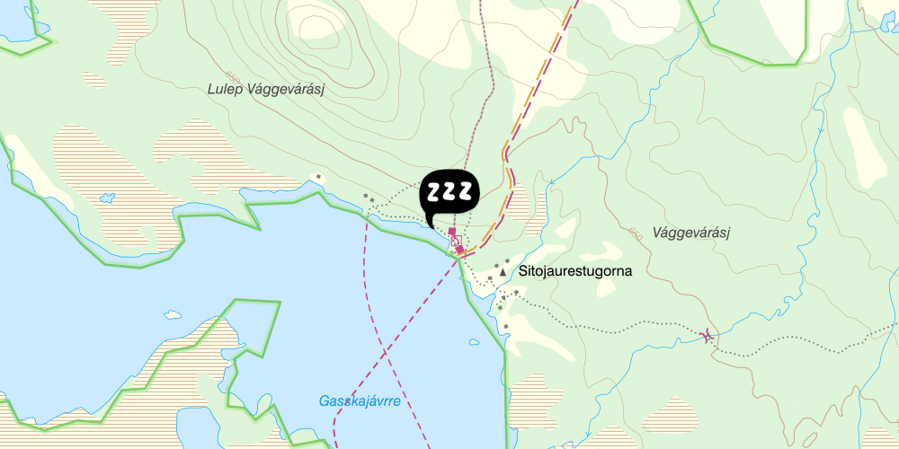 Map showing the location of STF Sitojaure Fjällstuga