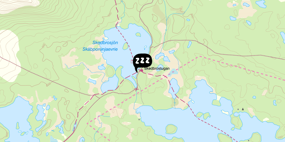 Map showing the location of STF Skedbro Fjällstuga