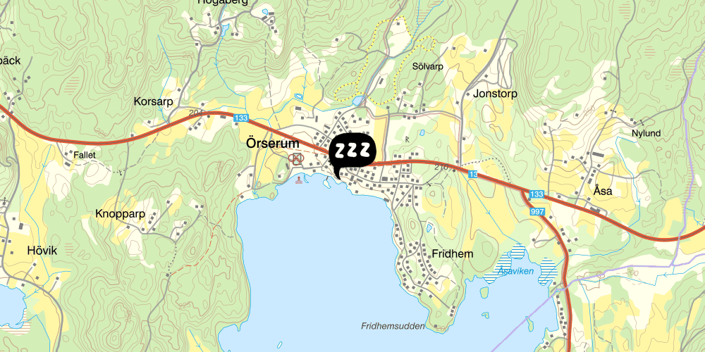 Map showing the location of STF Smålandsgården