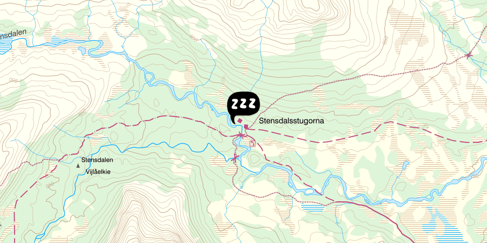 Map showing the location of STF Stensdalen Fjällstuga