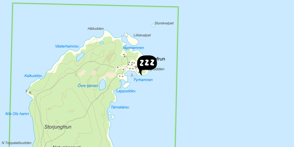 Map showing the location of STF Storjungfrun Skärgårdsstugor Söderhamn