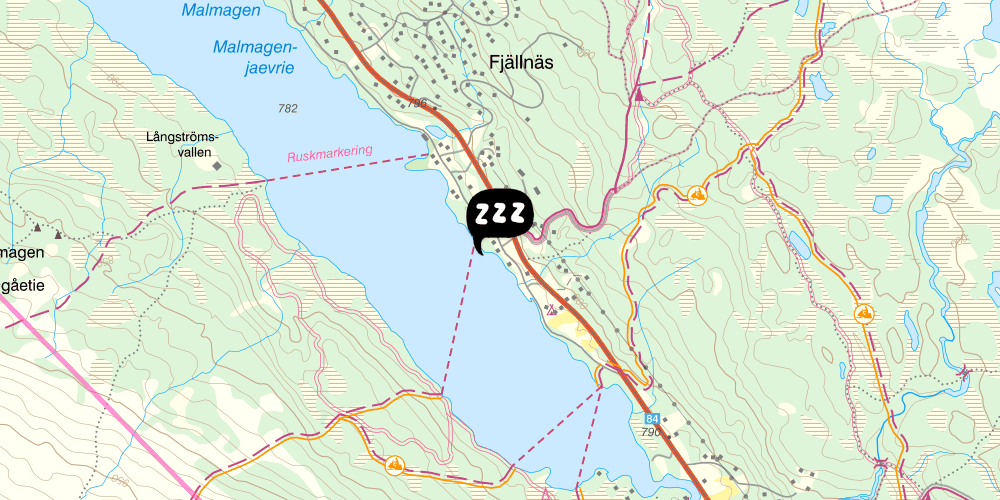 Map showing the location of STF Strandgården Fjällnäs