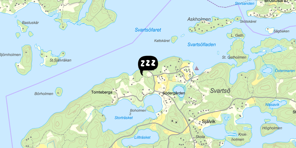 Map showing the location of STF Svartsö Skärgårdshotell & Vandrarhem
