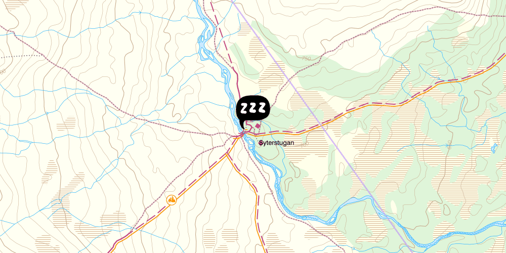 Map showing the location of STF Syter Fjällstuga