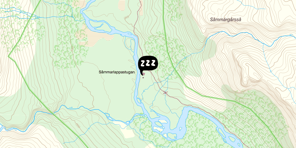 Map showing the location of STF Såmmarlappa Fjällstuga