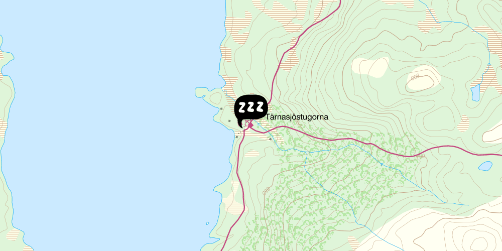 Map showing the location of STF Tärnasjö Fjällstuga