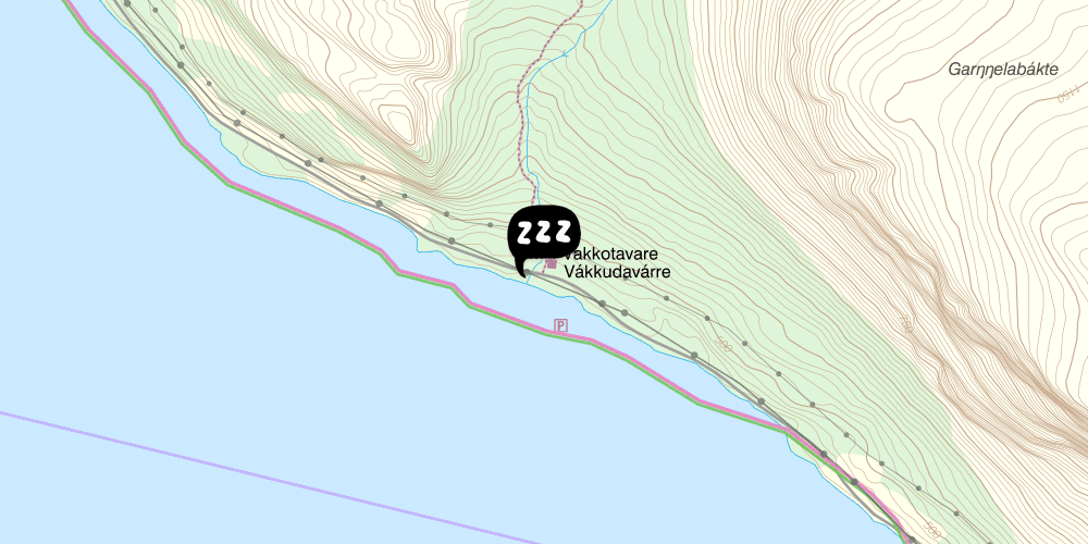Map showing the location of STF Vakkotavare Fjällstuga