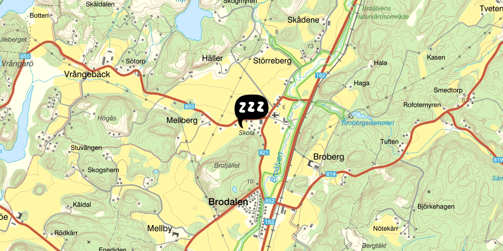 Map showing the location of STF Villa Bro