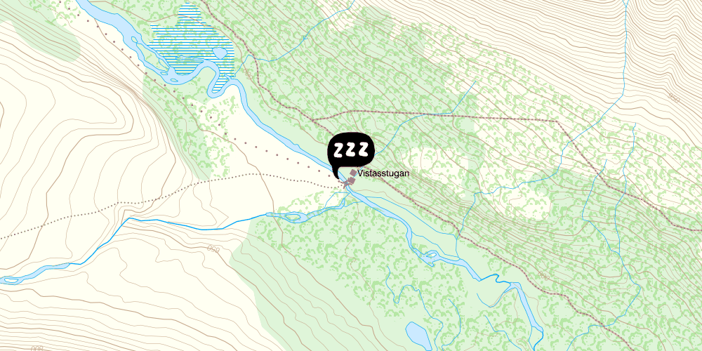 Map showing the location of STF Vistas Fjällstuga