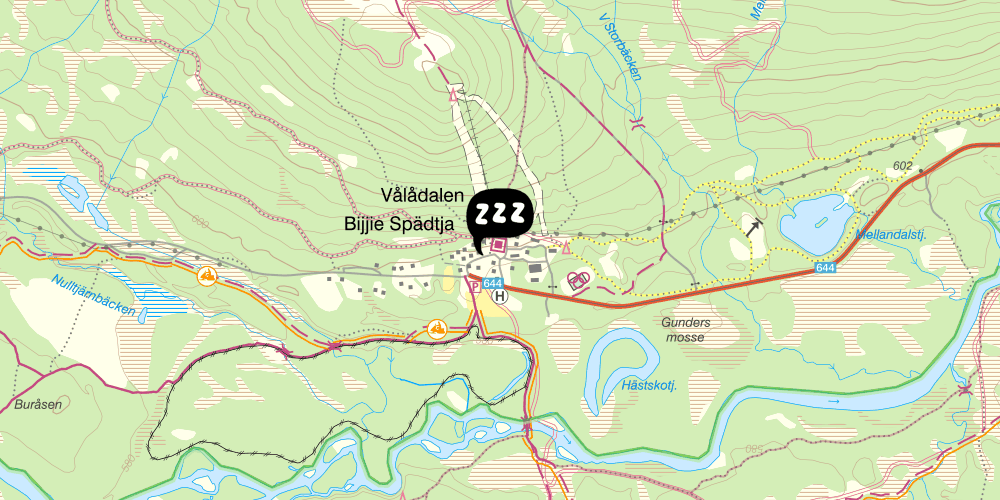 Map showing the location of STF Vålådalen Fjällstation