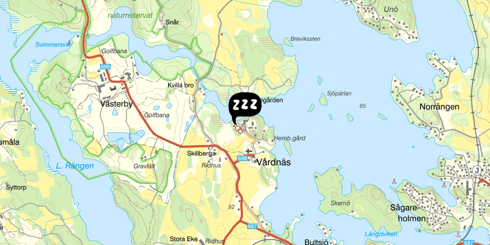 Map showing the location of STF Vårdnäs Stiftsgård Hotell & Konferens