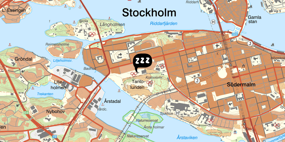 Map showing the location of STF Zinkensdamm Hotell & Vandrarhem Stockholm
